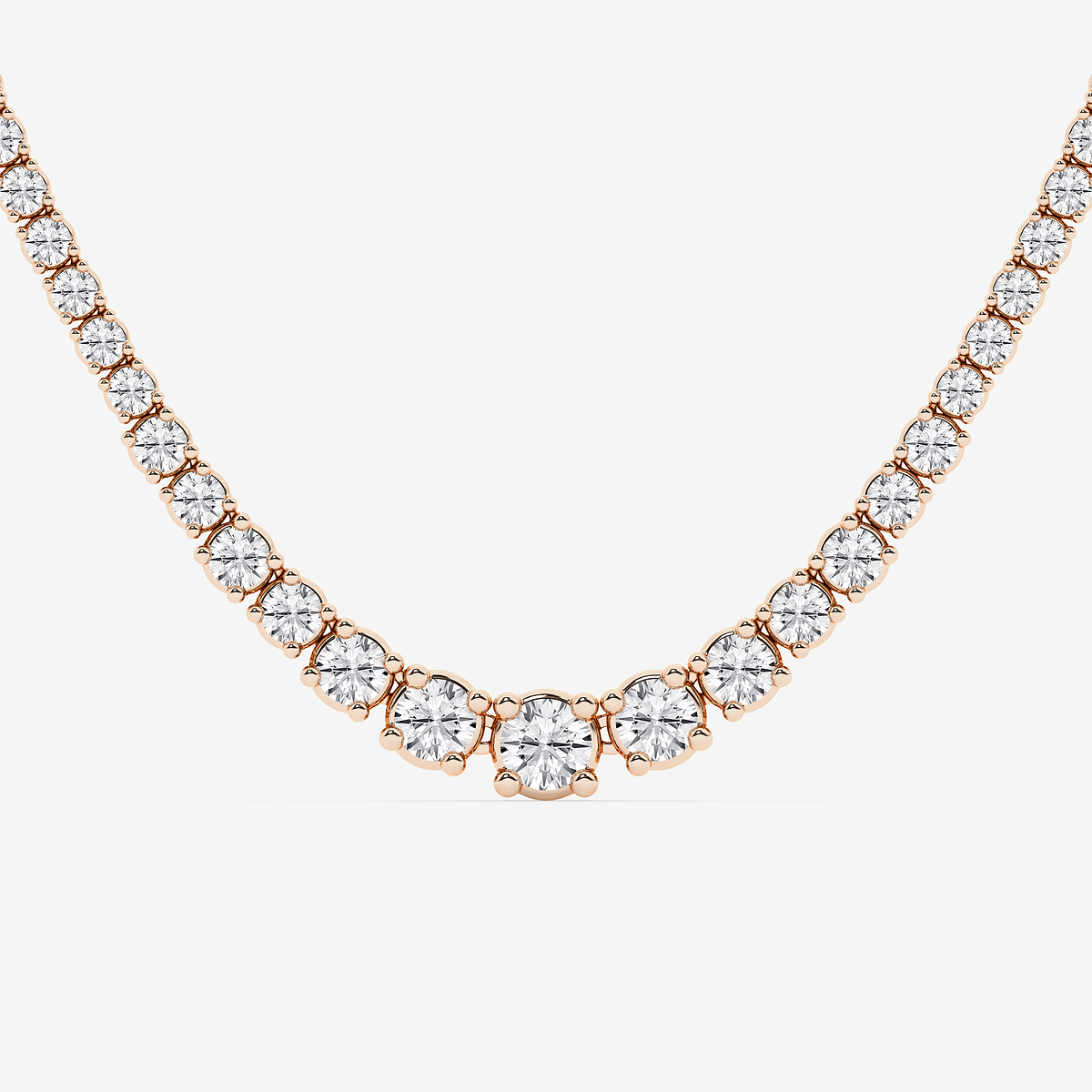 Additional Image 1 for  10 ctw Round Lab Grown Diamond Four Prong Graduated Tennis Necklace